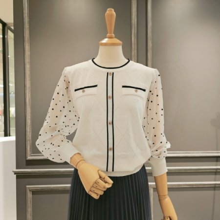 하트 패턴 시스루 니트