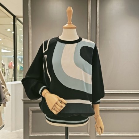 패턴 루즈핏 블라우스