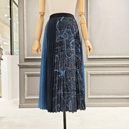 패턴 주름 밴딩 스커트