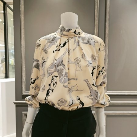 패턴 지퍼 블라우스