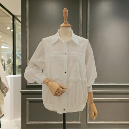 면레이스 루즈핏 블루종 셔츠