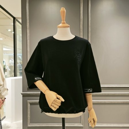 자수 스트링 7부 티셔츠