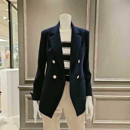 롤업 소매 더블 버튼 자켓