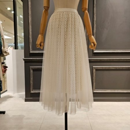 이중 레이스 밴딩 스커트