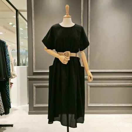 라탄 벨트 루즈핏 원피스