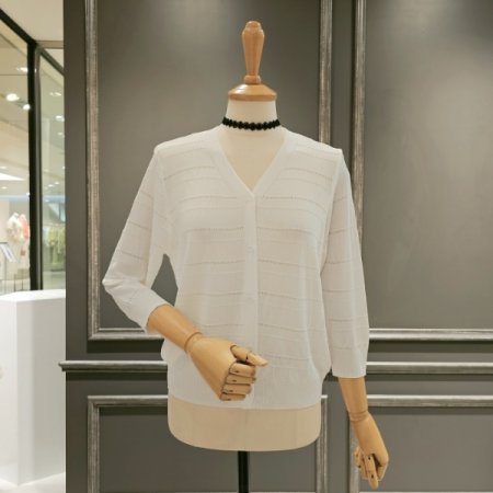 8부소매 브이넥 가디건