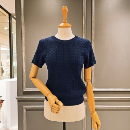 케이블 반팔 니트