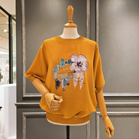 7부소매 루즈핏 블라우스