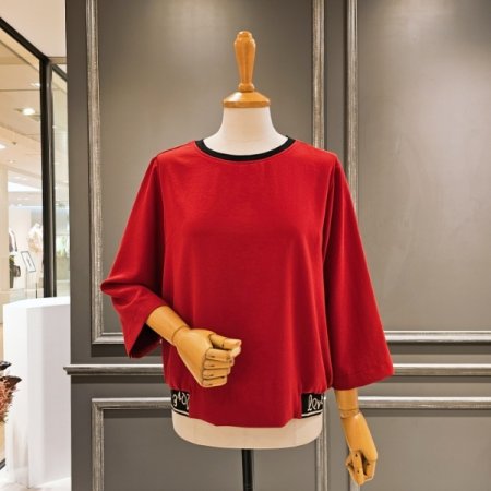 밑단 레터링 밴딩 블라우스