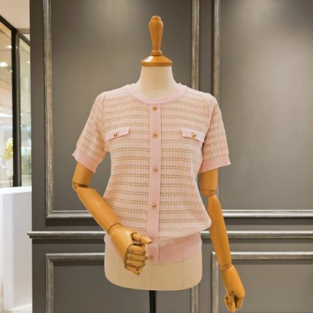 금장단추 반팔 니트