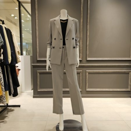 이니셜 체크 자켓