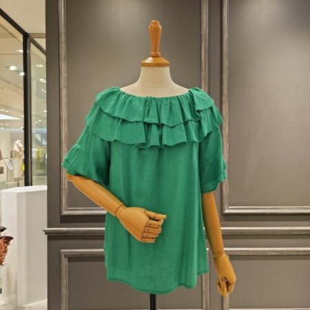 오프숄더 린넨 블라우스