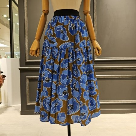 플라워 패턴 면 스커트