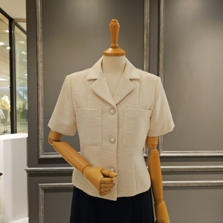 진주버튼 반팔 자켓
