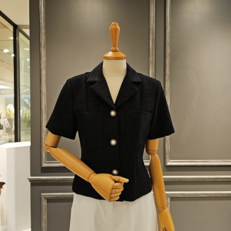 진주버튼 반팔 자켓