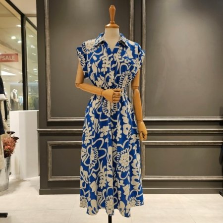 플라워 패턴 카라 원피스