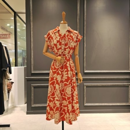 플라워 패턴 카라 원피스