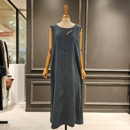 민소매 허리 끈 원피스