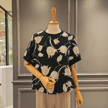 플라워 패턴 루즈핏 블라우스