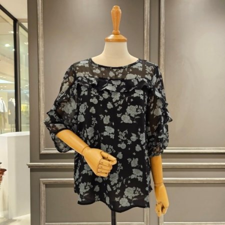 프릴디자인 쉬폰 블라우스