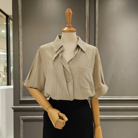 5부소매 루즈핏 셔츠