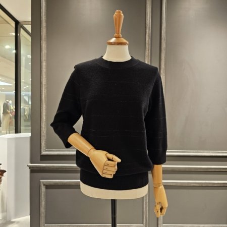 8부 소매 라운드 니트