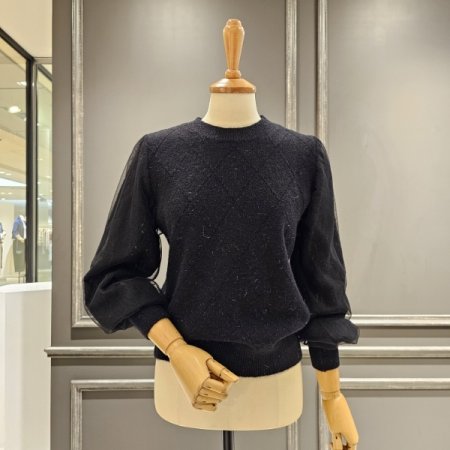 이중 레이스소매 니트