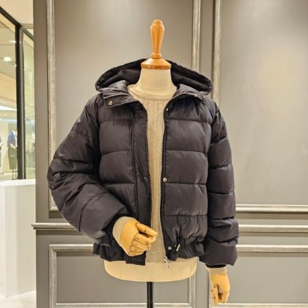 후드 스트링 오리털 숏 점퍼