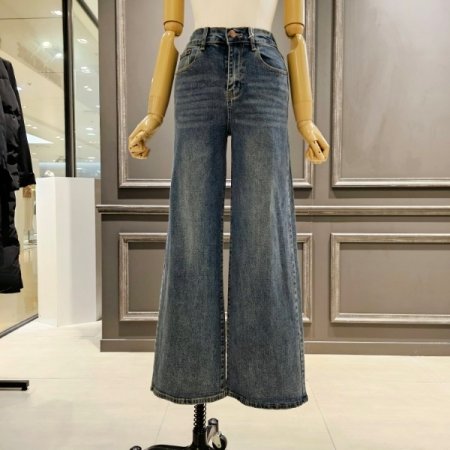 뒷 밴딩 세미 와이드 데님