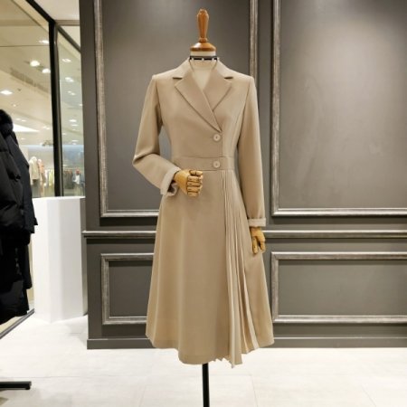 사이드 주름 카라넥 원피스