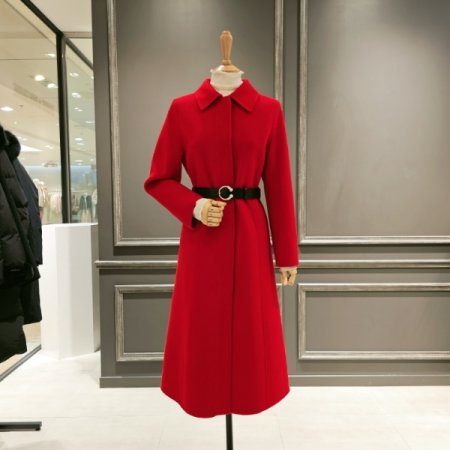 진주벨트 슬림 모직 코트