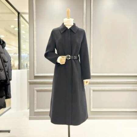 진주벨트 슬림 모직 코트