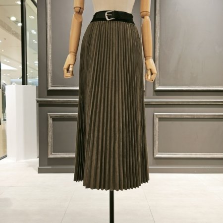 벨트장식 스웨이드 스커트