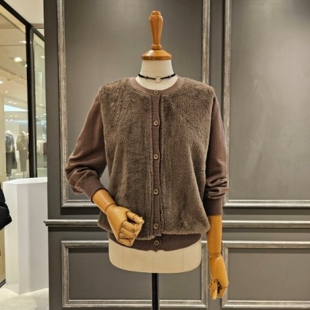 페이크 퍼 라운드 가디건