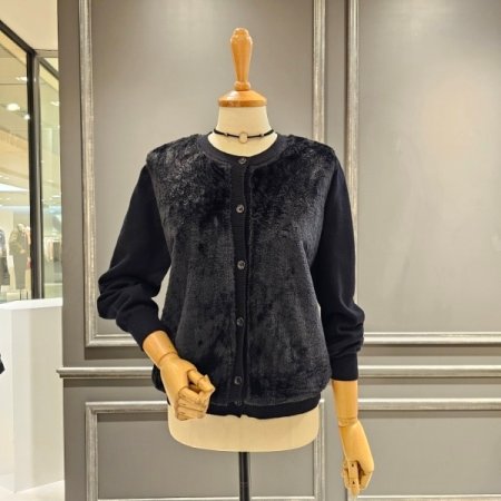 페이크 퍼 라운드 가디건