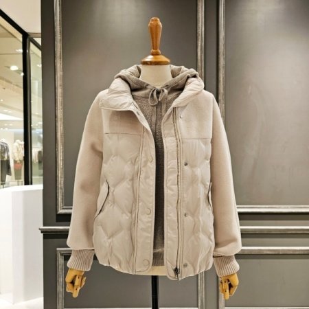 배색 디자인 구스 패딩점퍼