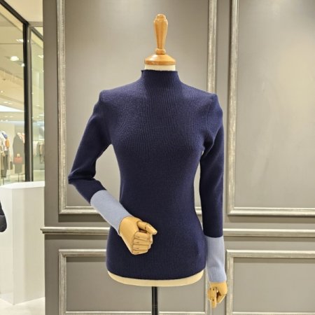 소매 포인트 골지 니트