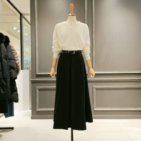 뒷밴딩 핀턱 주름 스커트