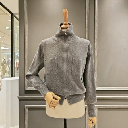 하이넥 지퍼 숏가디건