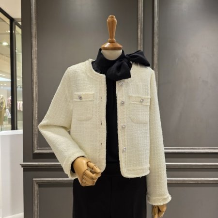 비즈버튼 트위드 숏자켓
