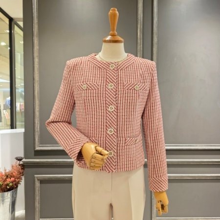 체크패턴 라운드 자켓