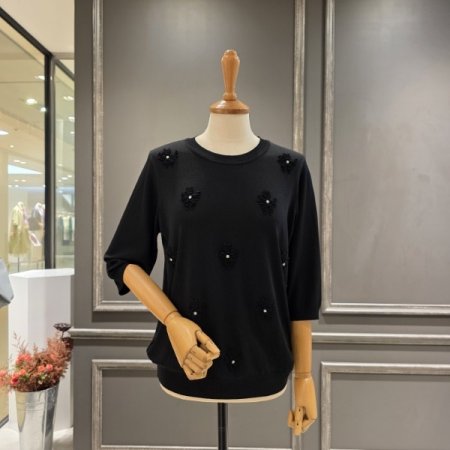 비즈 플라워장식 니트