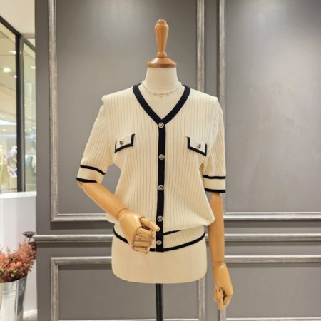 브이넥 골지 니트