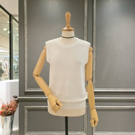 짜임 민소매 라운드 니트