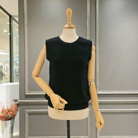 짜임 민소매 라운드 니트