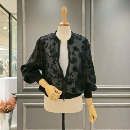 자수 패턴 레이스 점퍼