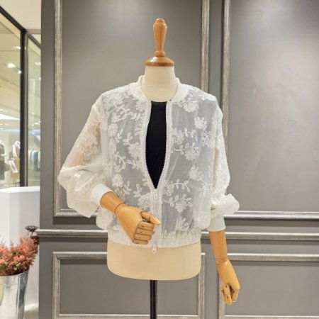 자수 패턴 레이스 점퍼