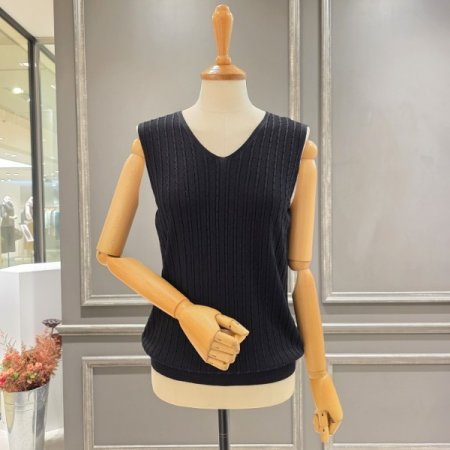 브이넥 민소매 니트