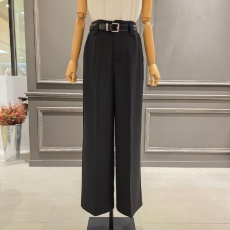 벨트 세미와이드 일자 팬츠