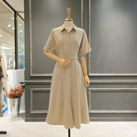 카라넥 A라인 셔츠형 원피스